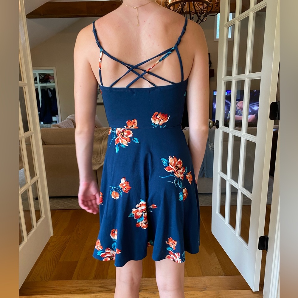 Nine Britton short floral sundress, navy and red/orange - Picture 3 of 3